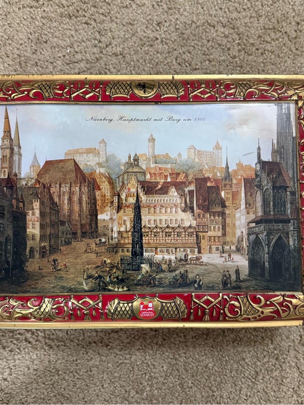 2005 Lebkuchen- Schmidt Tin Chest Nurnberg Hauptmarkt With Castle Around 1800